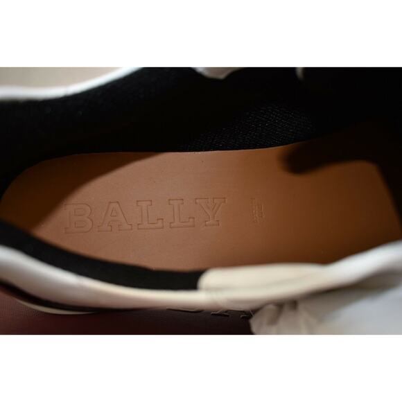 NIB BALLY AVIER WHITE LEATHER LOGO BLACK BACK LOW SNEAKERS 12 US 45 ITALY